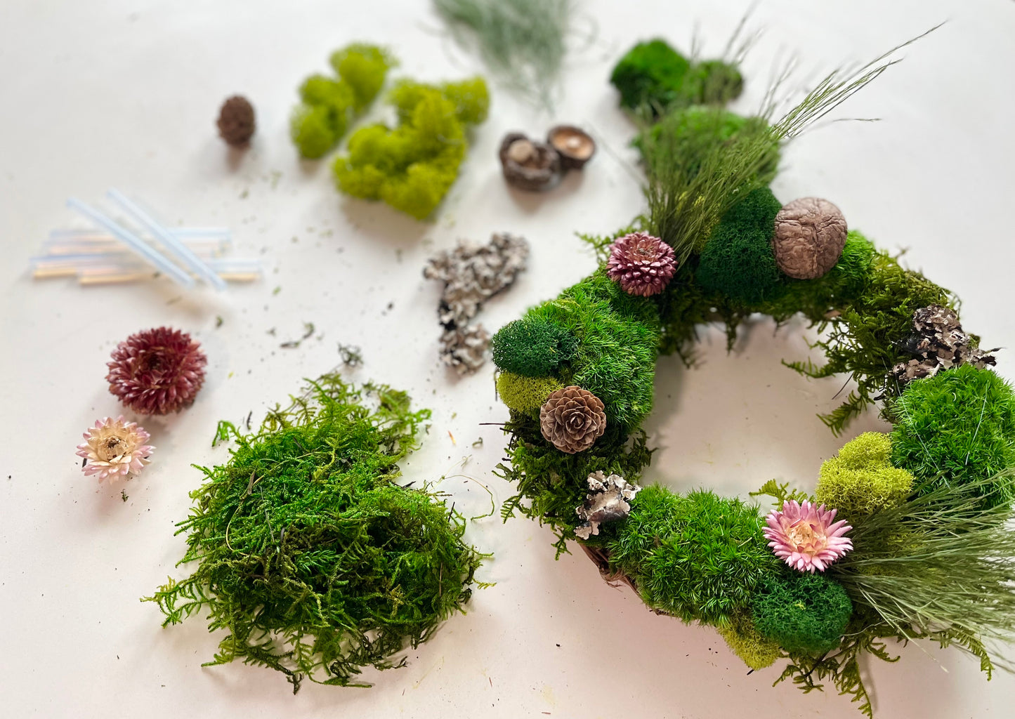 Easy DIY Peel And Stick Preserved Moss Wreath